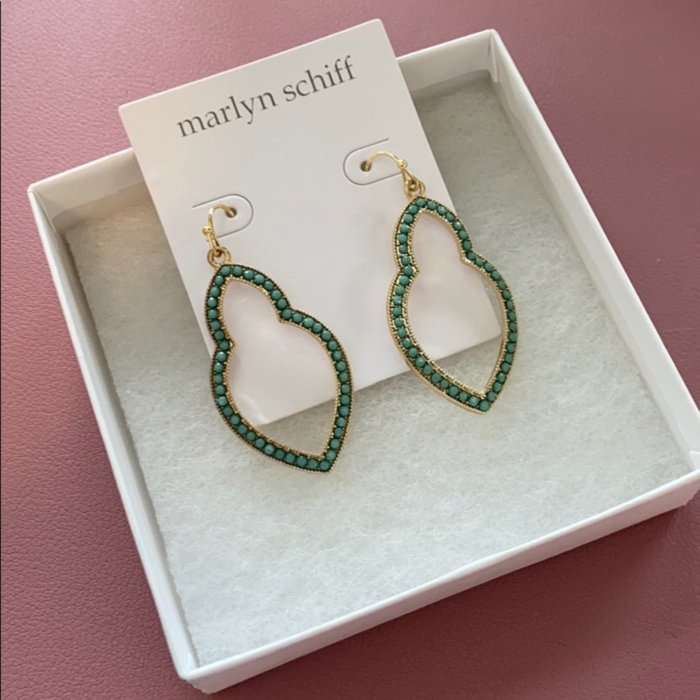 Marlyn schiff teal and gold Moroccan earrings